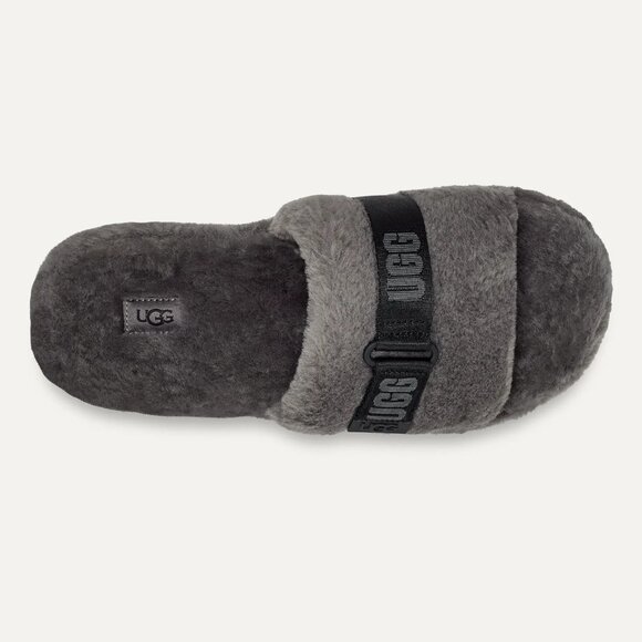 NEW UGG Men Fluff Up Charcoal Slip On Sheepskin Fur Slide Slippers - Picture 5 of 6